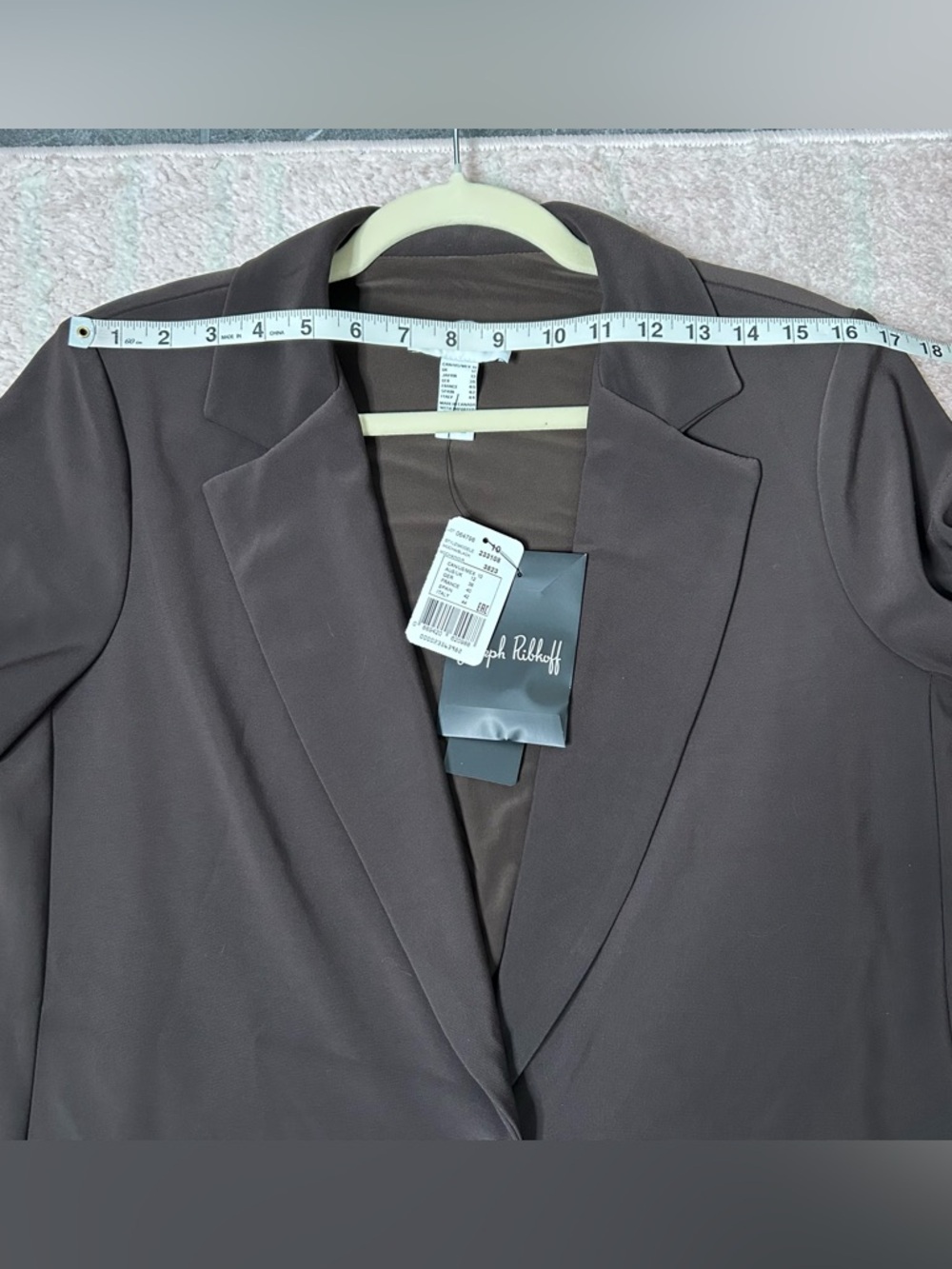 NWT Joseph Ribkoff Women's Brown Blazer with Black Faux Leather Pockets Size 10 - Picture 7 of 13